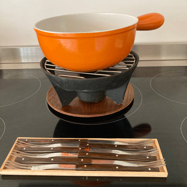 Le Creuset fonduestel in originele doos inclusief Le Creuset fonduevorken