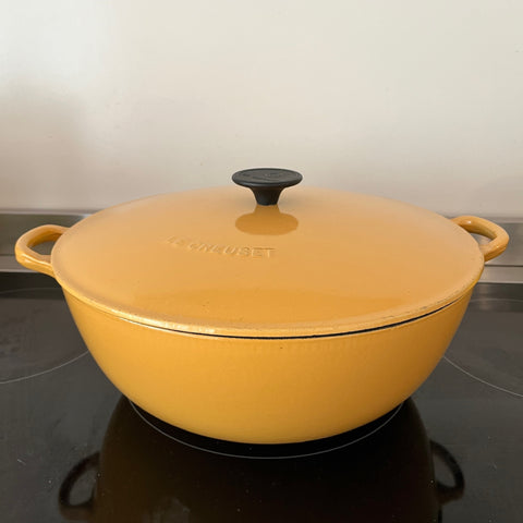 Le Creuset wok gietijzer 32 cm okergeel