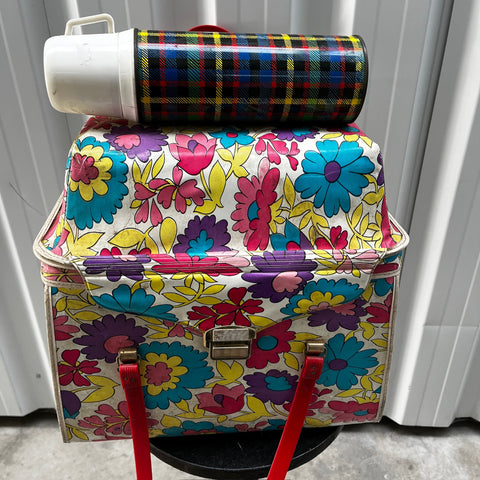 Vintage koelbox inclusief thermoskan