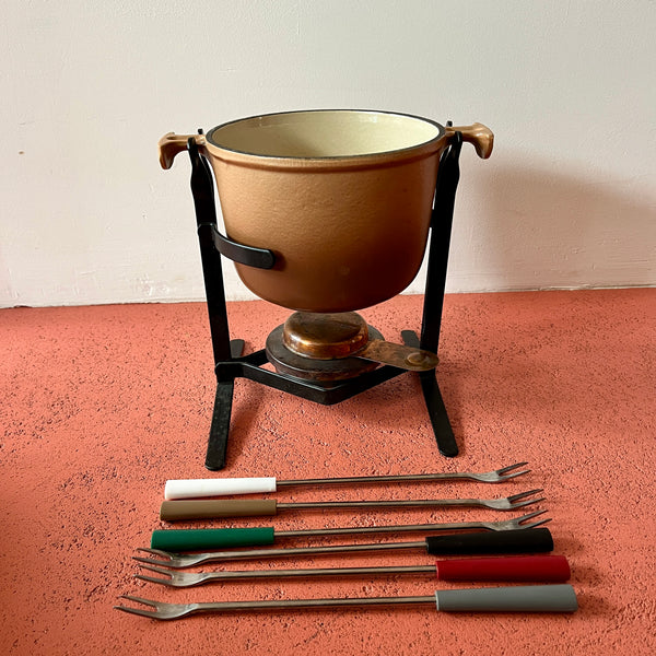 Le Creuset fondueset inclusief Creuset vorken Enzo Mari