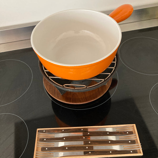 Le Creuset fonduestel in originele doos inclusief Le Creuset fonduevorken