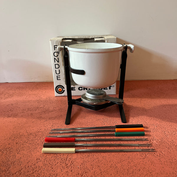 Le Creuset fondueset inclusief Creuset vorken Enzo Mari