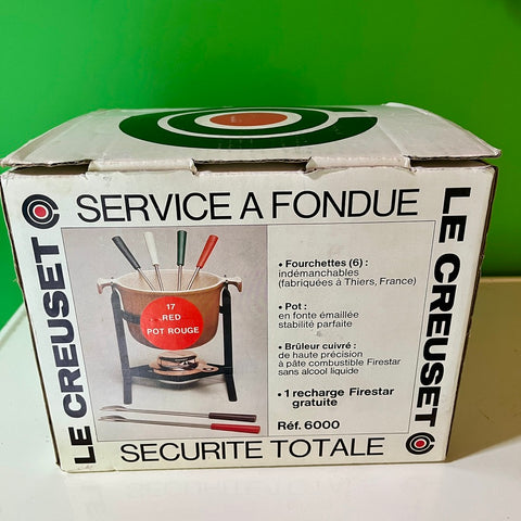 Le Creuset fonduestel kersenrood inclusief Le Creuset fonduevorken