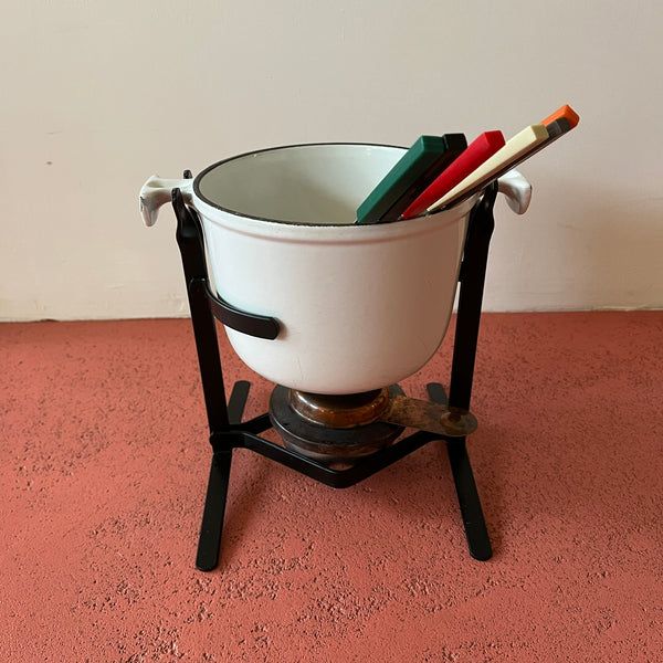 Le Creuset fondueset inclusief Creuset vorken Enzo Mari